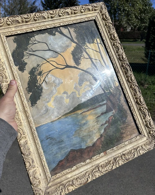 Peinture Paysage Côté d Azur Riviera Mer Méditerranée Vintage