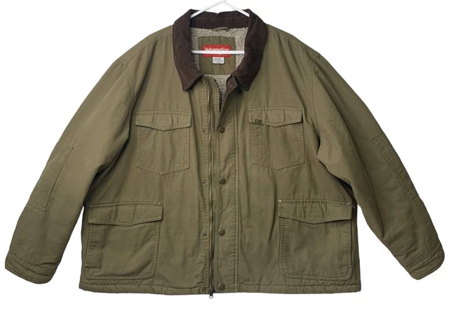 Wrangler Mens 3XL Canvas Barn Coat Outdoor Sherpa Fleece Lined Corduroy Collar