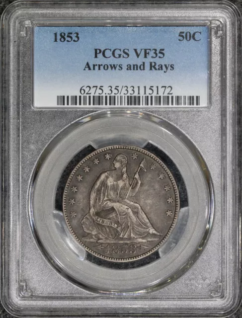 1853 (VF35) Seated Liberty Half Dollar (Arrows and Rays) 50c PCGS