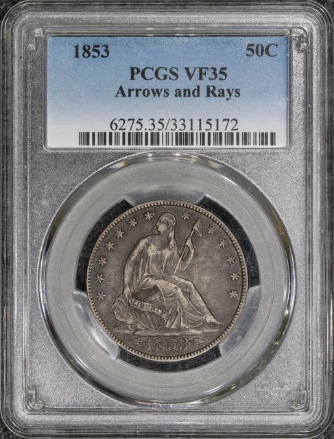 1853 (VF35) Seated Liberty Half Dollar (Arrows and Rays) 50c PCGS