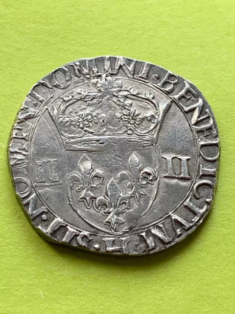 1/4  quart d'écu Henri III 1587 H La Rochelle