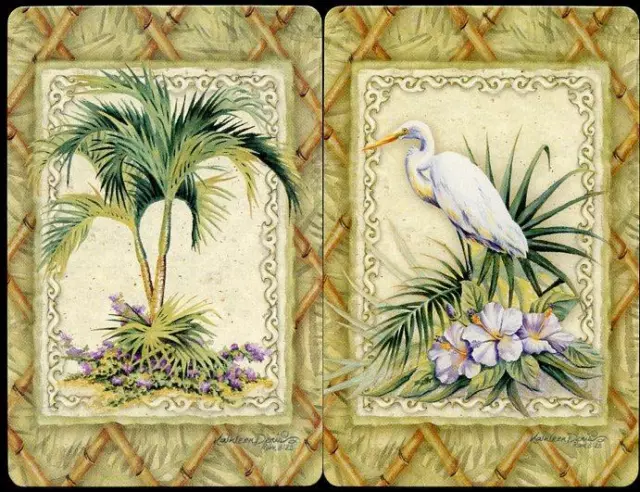 Beautiful Vintage Colourful Birds Ibis And Palm Swap Cards Brand New Condition