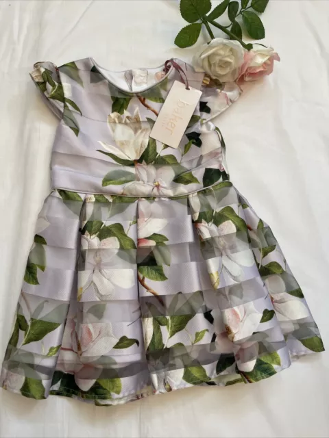 BNWT Baby Girls Ted Baker Floral Dress Fancy Party Wedding Age 12-18 Months
