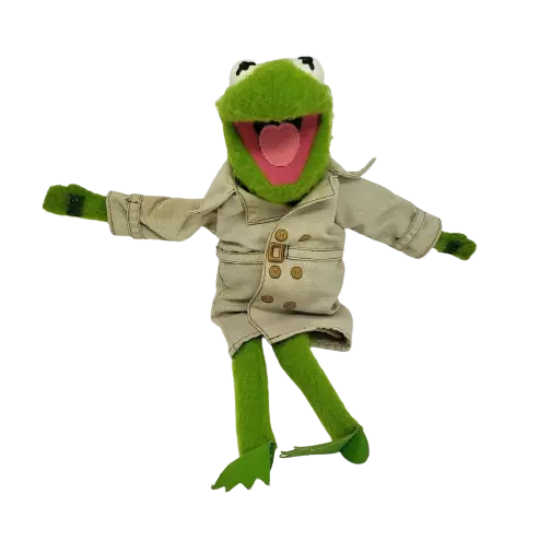 Vintage 1981 Fisher Price Kermit The Frog Trench Coat Stuffed Animal Plush 857