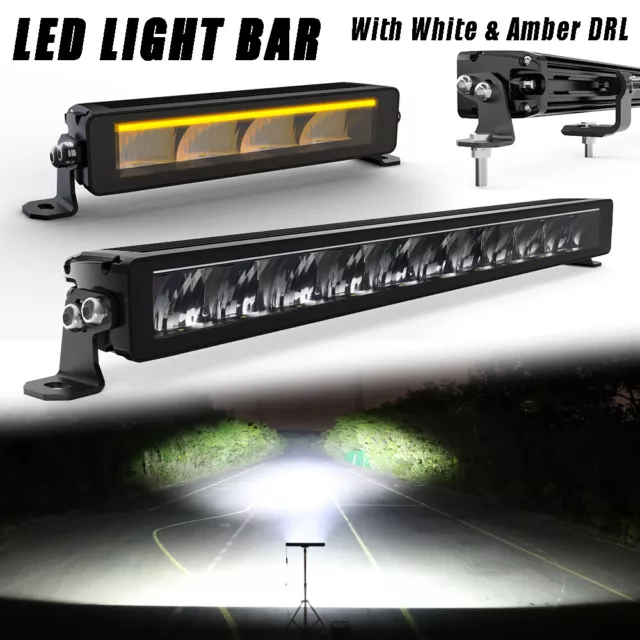 22 32 42 52"inch Amber White DRL LED Light Bar Driving Fog Work Offroad 4X4 ATV