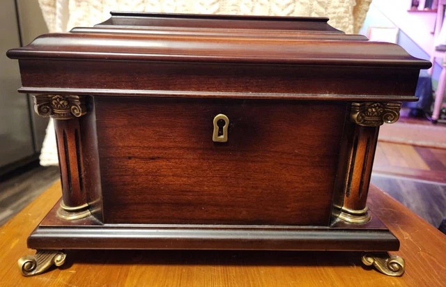 Vtg The Bombay Company Mahogany Wooden Jewelry Box Desk Organizer Claw Foot Base