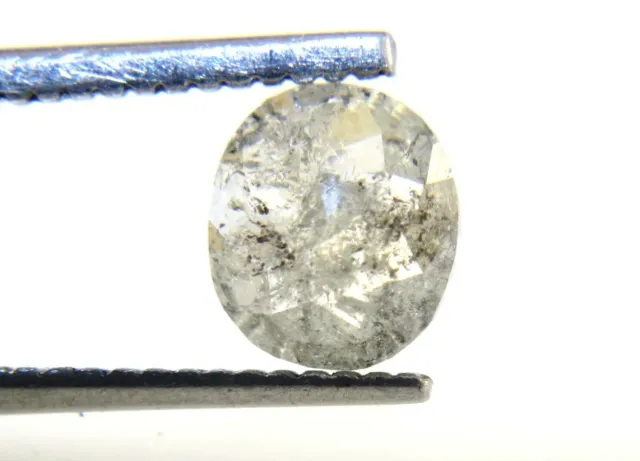 1.10Cts Beautiful Salt n Pepper Oval Shape Rose Cut Diamond 7.25x6.35x2.70 mm