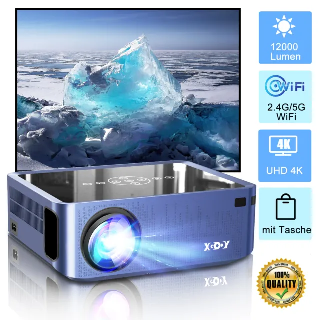 XGODY Beamer LCD Projektor HD 4K 12000 Lumen WiFi Bluetooth TV Spiel Heimkino