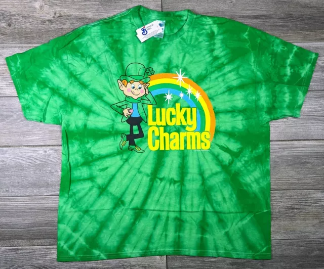 NEW General Mills Lucky Charms Green Tie-dyed 100% Cotton Tee Choose Your Size