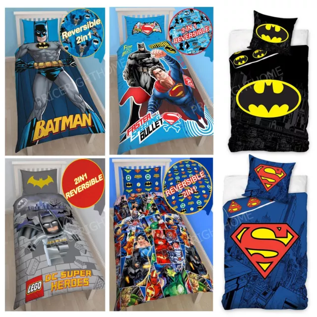 Dc Comics Batman & Superman Duvet Covers - Kids Single Double Bedding