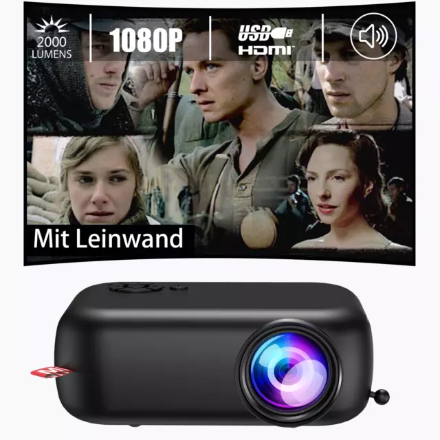 Mini Beamer LED 1080P HD Heimkino Projektor Kino Handy LCD Mini Heimprojektor DE