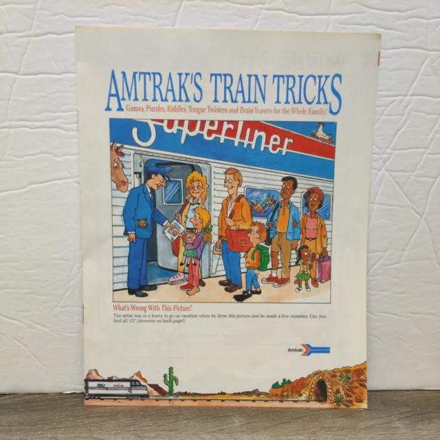 Vintage 1988 Amtrak's Train Tricks Games Puzzle Kids Magazine Activity Railroad