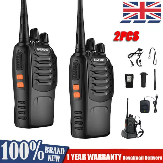 2 Pack BF-88E Walkie Talkie Rechargeable Ultra-long Standby Two Way Radio 16CH