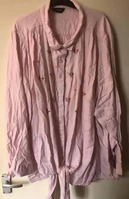 Womens Pink Floral Shirt Yours Clothing Size 34-36