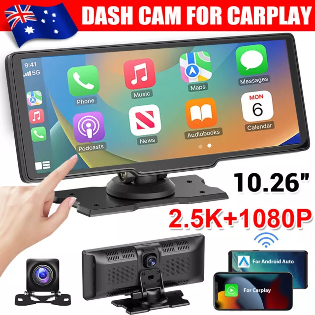 170° 2.5K 10.26'' Touch Dash Cam Wireless Dual Car Recorder for Carplay Android