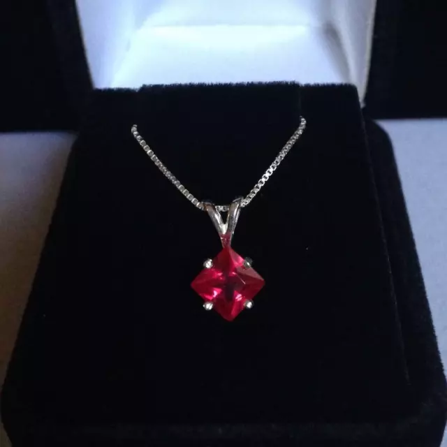 2.5ct Ruby Gemstone 925 Sterling Silver Solitaire Pendant Necklace