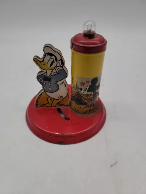 1938 Walt Disney Donald Duck Tin Night light AS IS Disney Collector