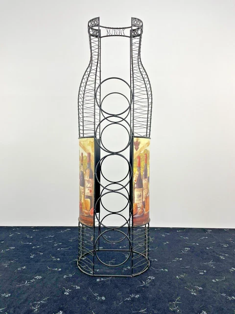 Free Standing 10 Bottle Holder Black Wrought Iron Wine Rack