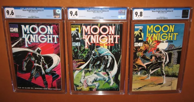 Moon Knight Special Edition #1 #2 #3  CGC 9.6 9.4 9.8 FULL RUN 12 pix INSURED