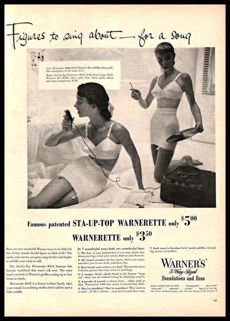 1949 WARNER'S WARNERETTE Underwear Lingerie Vintage PRINT AD Bras Girdles  B&W $8.99 - PicClick