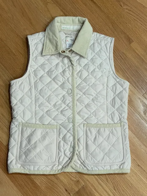 Crewcuts girl ivory quilted vest jacket corduroy collar EUC size12 (XL)