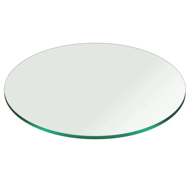 Round Glass Table Top 3/8 Inch Thick  with Pencil Polish, Tempered Clear Glass