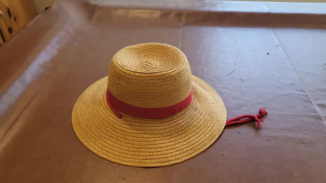 SAN DIEGO Floppy Beach Hat STRAW COLOR RED BAND -ADORABLE! WIDE BRIM CLEAN++