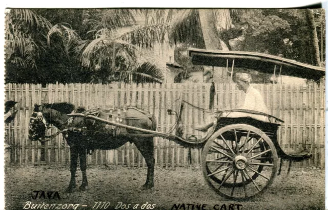 Indonesia Buitenzorg Bogor - Native Cart old Tio Tek Hong postcard from booklet