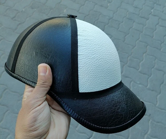 Custom Helmet Motorcycle Half Helmet Baseball Hat Cap Black Silver Fiberglass 3