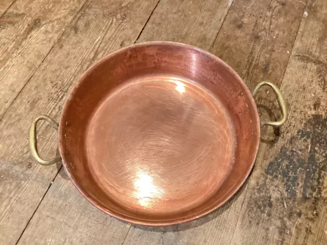 Antique Victorian Copper Two Handled Preserve Pan.