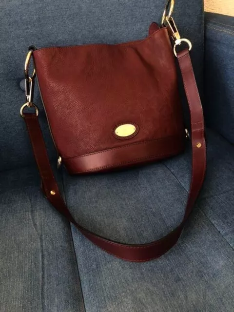 Mulberry Wine Red 2Way Shoulder Bag Made In England Vintage Leather Rare