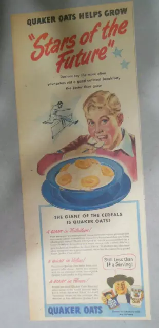 Quaker Cereal Ad: "Stars of the Future" from 1940's Size: 7 x 15 inches