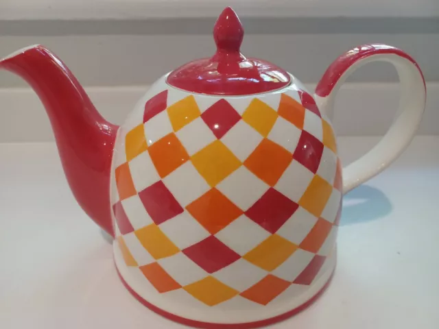 Whittard Of Chelsea Handpainted Camry Pringle Large 2 Pint Teapot Red New