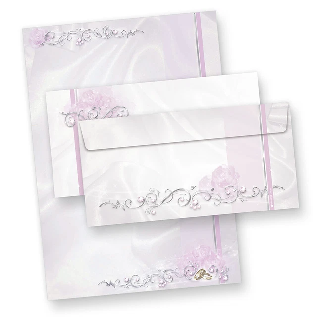 Briefpapier Hochzeit grau 25 Sets inkl. Kuverts Motivpapier Set