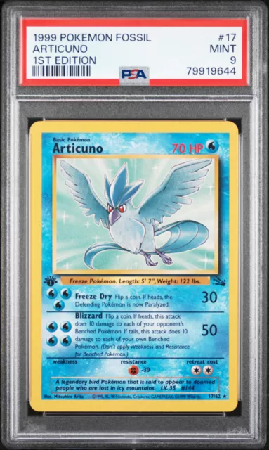 1999 Pokemon Fossil #17 Articuno 1st Edition PSA 9 MINT