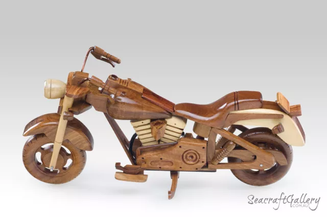 Harley Davidson Fatboy Tri-Color Motorbike Models Handmade Wooden Gifts Hobbies