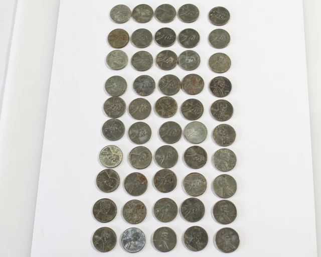 1943 Lincoln Steel Wheat Pennies Cent - 1 Roll / 50 coins Circulated (Lot 2)