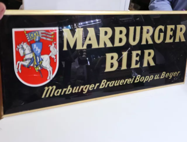 Vintage Blechschild Marburger Bier, Brauerei Bopp & Beyer, 50 x 20 cm