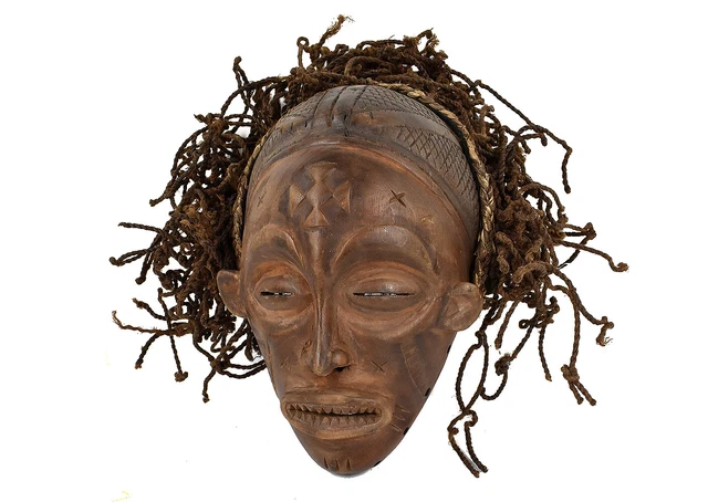 Chokwe Mask Mwana Pwo with Headdress African Art