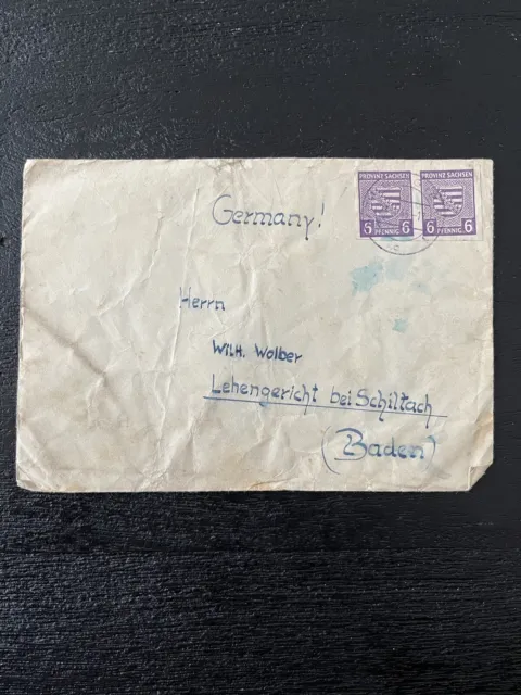 Alliierte Besetzung SBZ Provinz Sachsen Brief Beleg mit Paar 69X, gestempelt