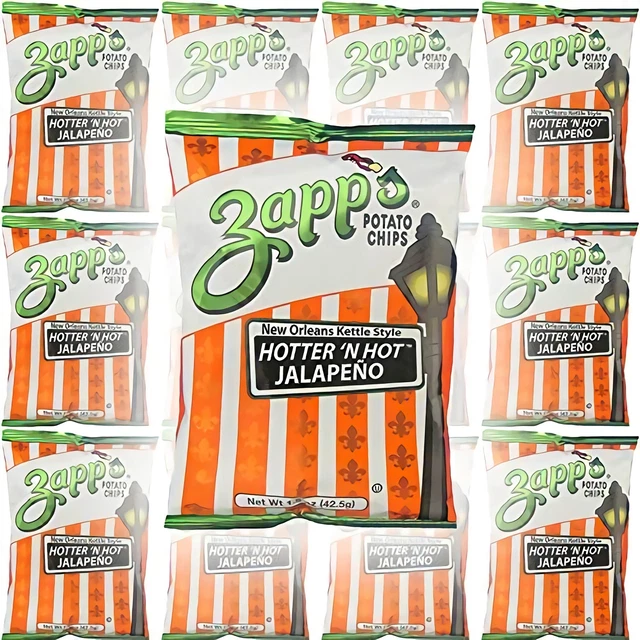 Zapp's Potato Chips, Hotter'N Chaud Jalapeno, Neuf Orleans Kettle Style, 44.4ml