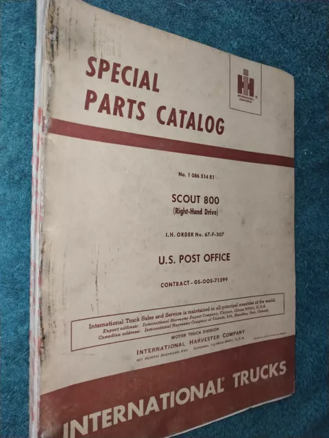 1967 & Prior International Right Hand Drive Scout Parts Catalog / Orig Ih Book 1967 & Prior International Right Hand Drive Scout Parts Catalog / Orig Ih Book