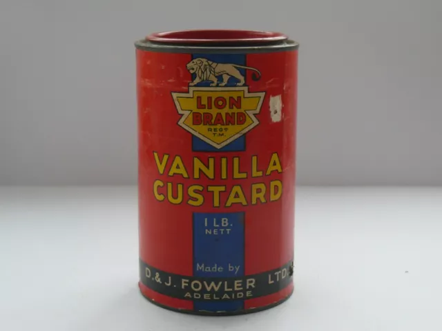 Vintage Australian Lion Brand Vanilla Custard Tin.