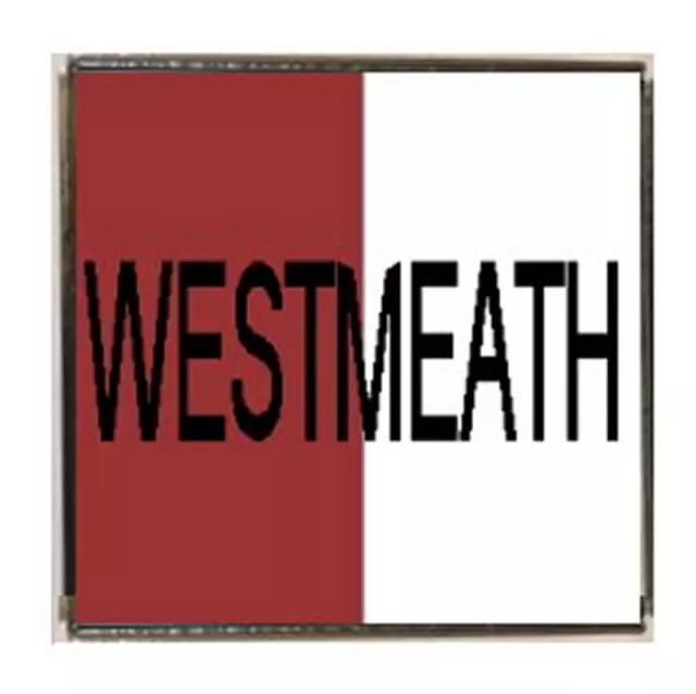 WESTMEATH Irish County Ireland Silver Colour Square Badge With A Velveteen Bag