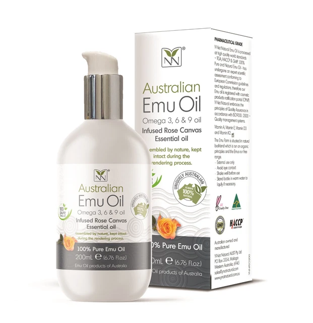 Pure Emu Oil, Infused Rose Canvas for Hypoallergenic Skin Care, Hair & Healing