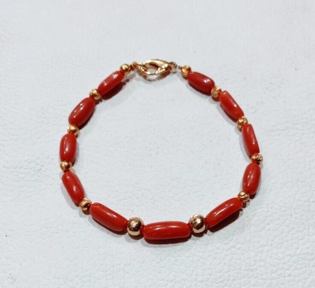 20 Perline Di Corallo Naturale - Forma Ovale 6mm X 4mm, Pietre Semipreziose Rosse