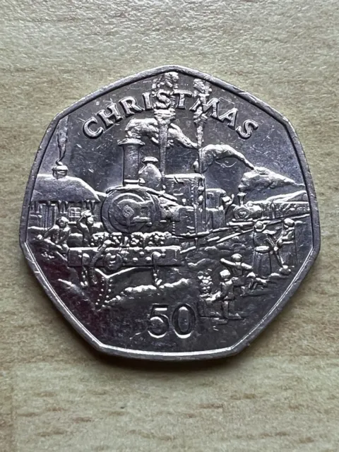 Isle of Man Christmas 50p ✨1984 Sutherland Steam Train  ✨ Circulated Coin ✨