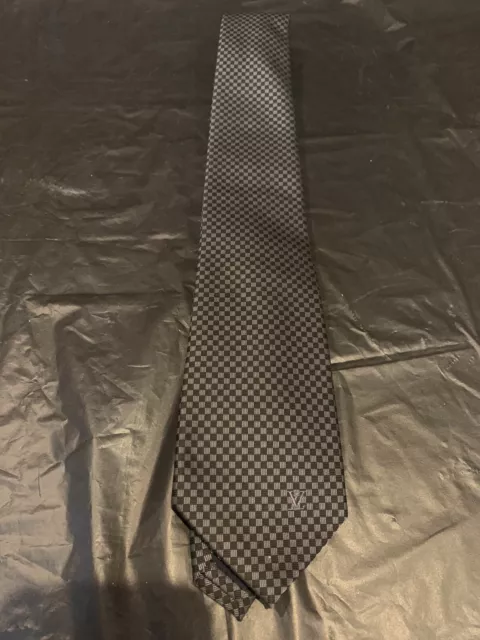 Louis Vuitton Damier Classic Tie M71214 Silk 100% Block Check Gray Men's  TGIS