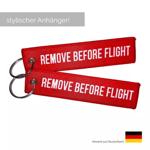 REMOVE BEFORE FLIGHT Anhänger Schlüsselanhänger Schlüsselring Rot NEU ⭐️⭐️⭐️⭐️⭐