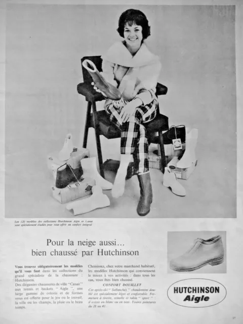Publicité 1961 Hutchinson Aigle Et Canat Pour La Neige Chaussé Chaussure Sport